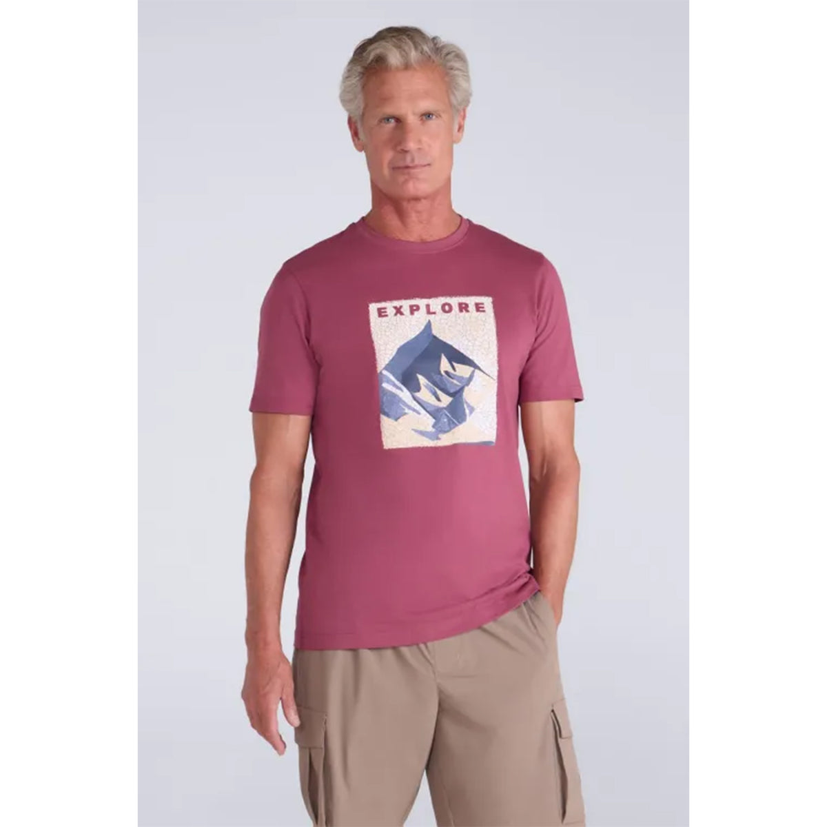 Dark Pink - Close up - Mountain Warehouse Mens Explore Organic T-Shirt