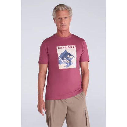 Dark Pink - Close up - Mountain Warehouse Mens Explore Organic T-Shirt