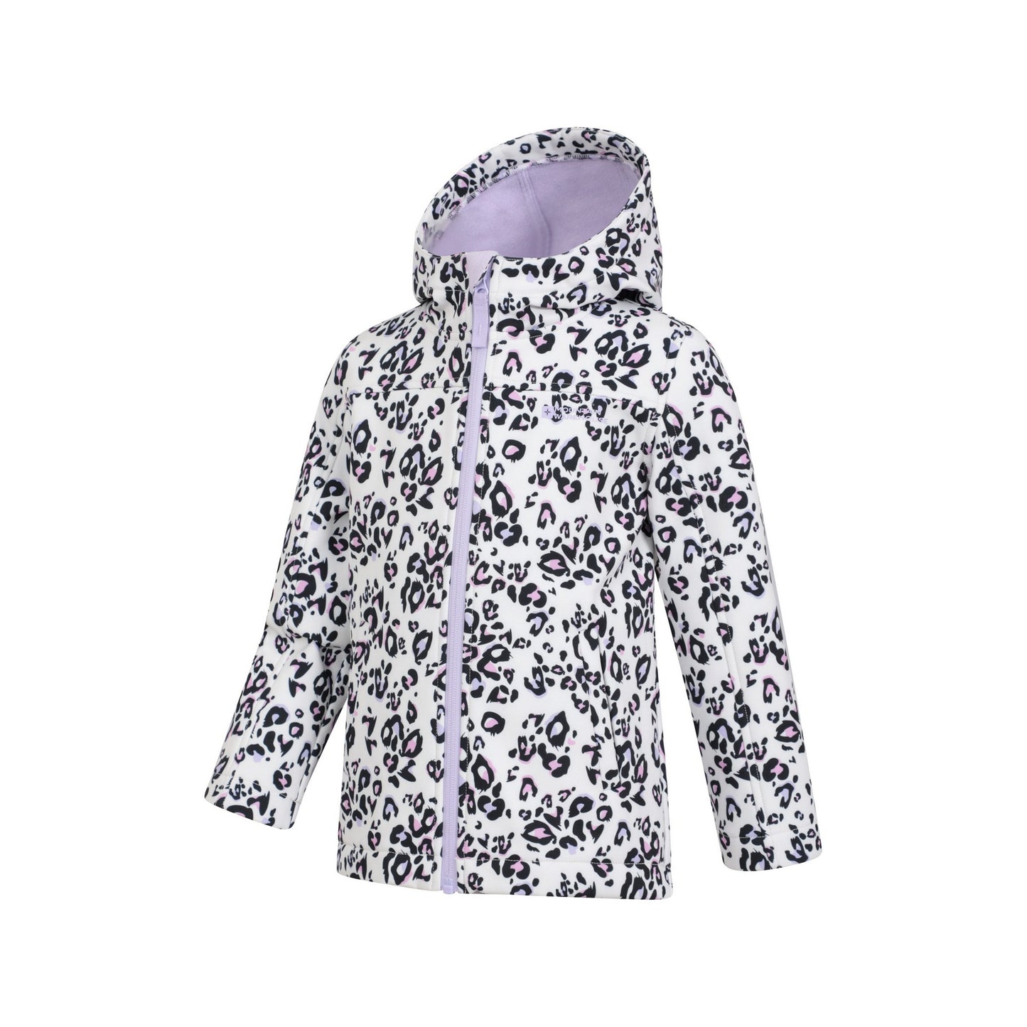 Cream-Black - Lifestyle - Mountain Warehouse Childrens-Kids Exodus II Leopard Print Water Resistant Soft Shell Jacket