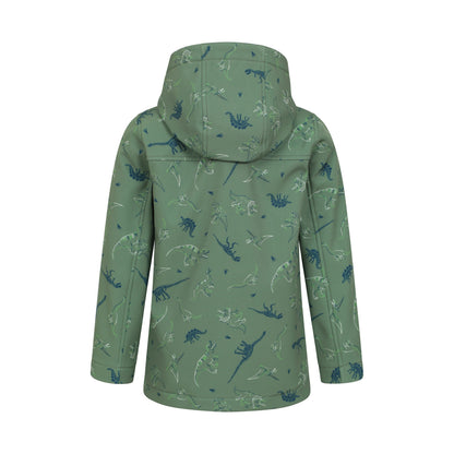 Green - Back - Mountain Warehouse Childrens-Kids Exodus II Dinosaurs Water Resistant Soft Shell Jacket
