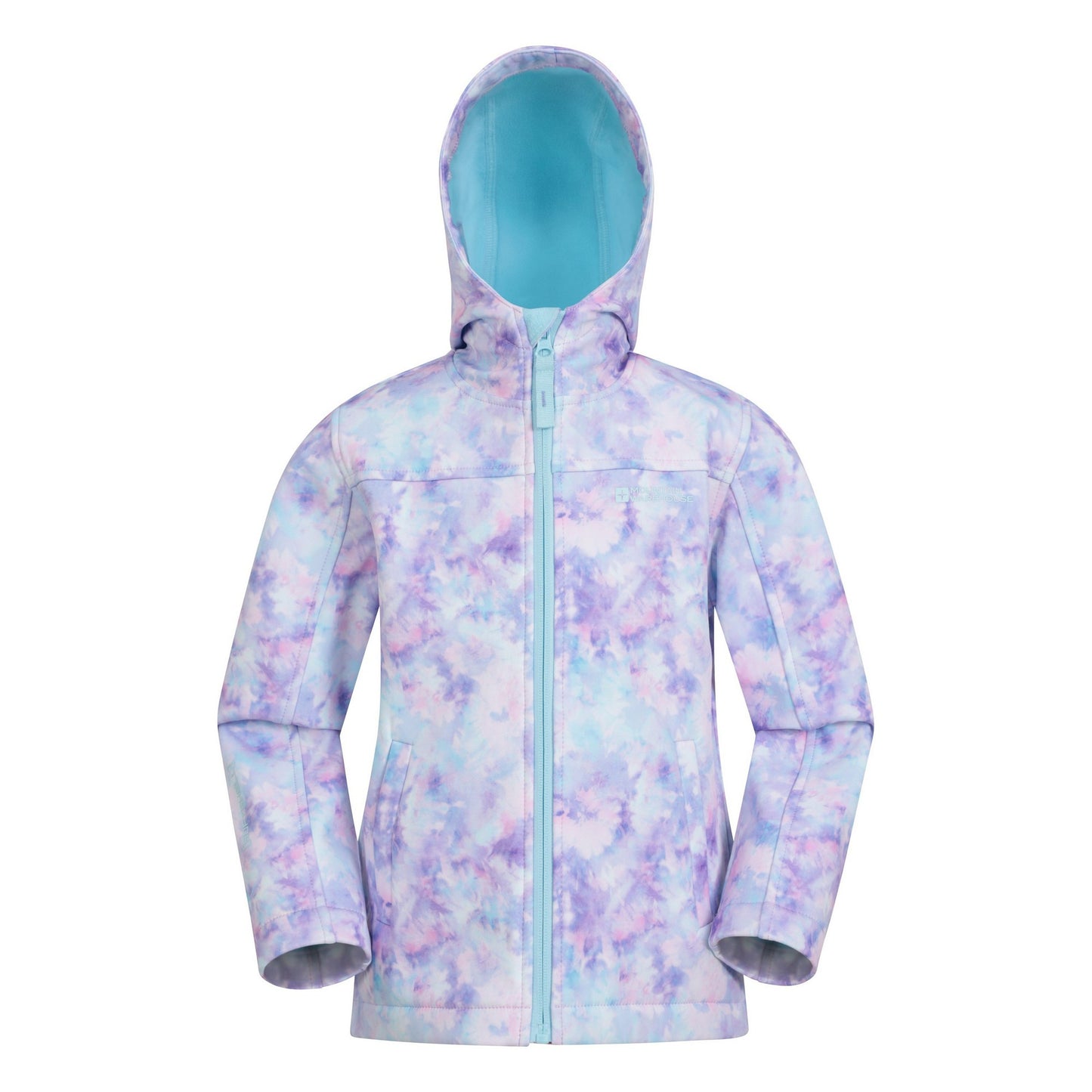 Magic Purple - Front - Mountain Warehouse Childrens-Kids Exodus II Tie Dye Water Resistant Soft Shell Jacket