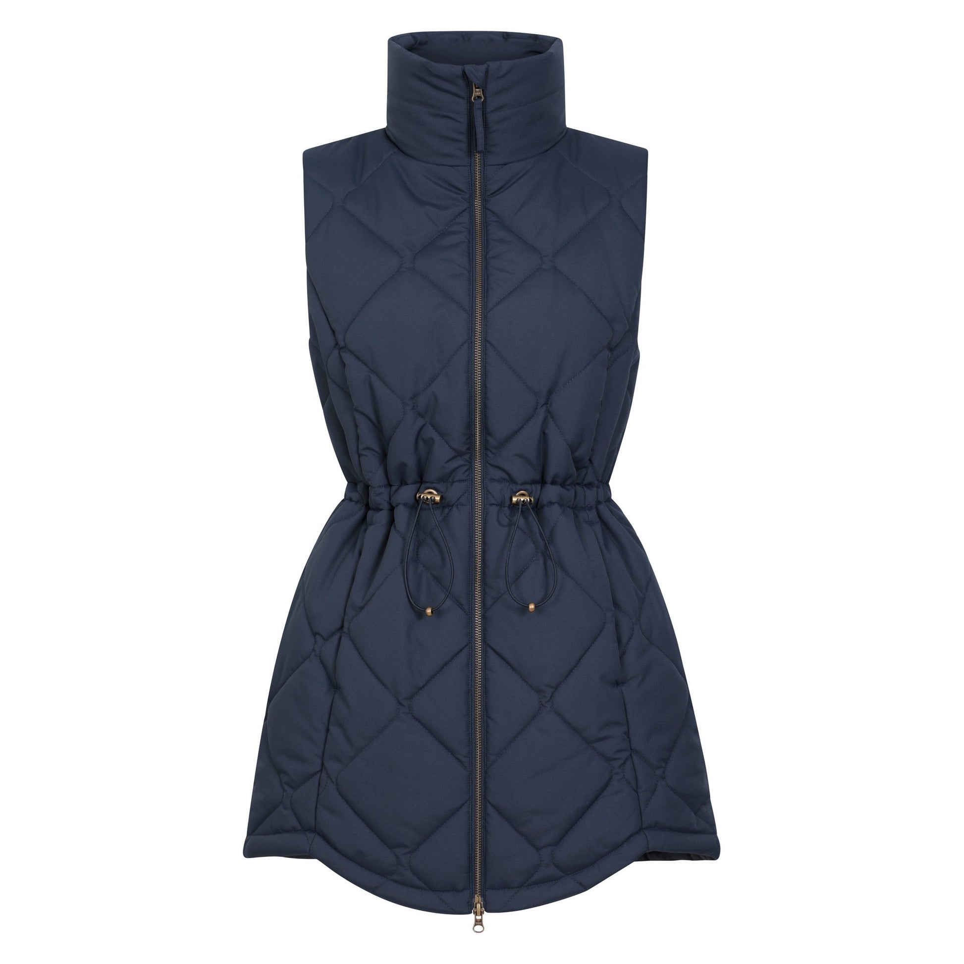 Navy - Pack Shot - Mountain Warehouse Womens-Ladies Rye Quilted Long Length Gilet