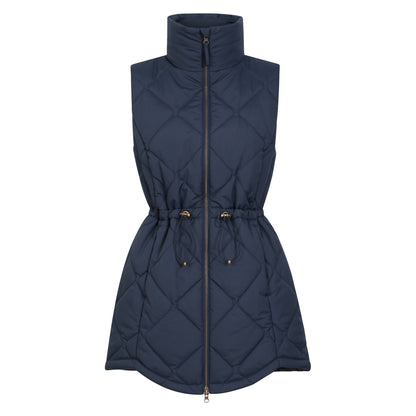 Navy - Pack Shot - Mountain Warehouse Womens-Ladies Rye Quilted Long Length Gilet