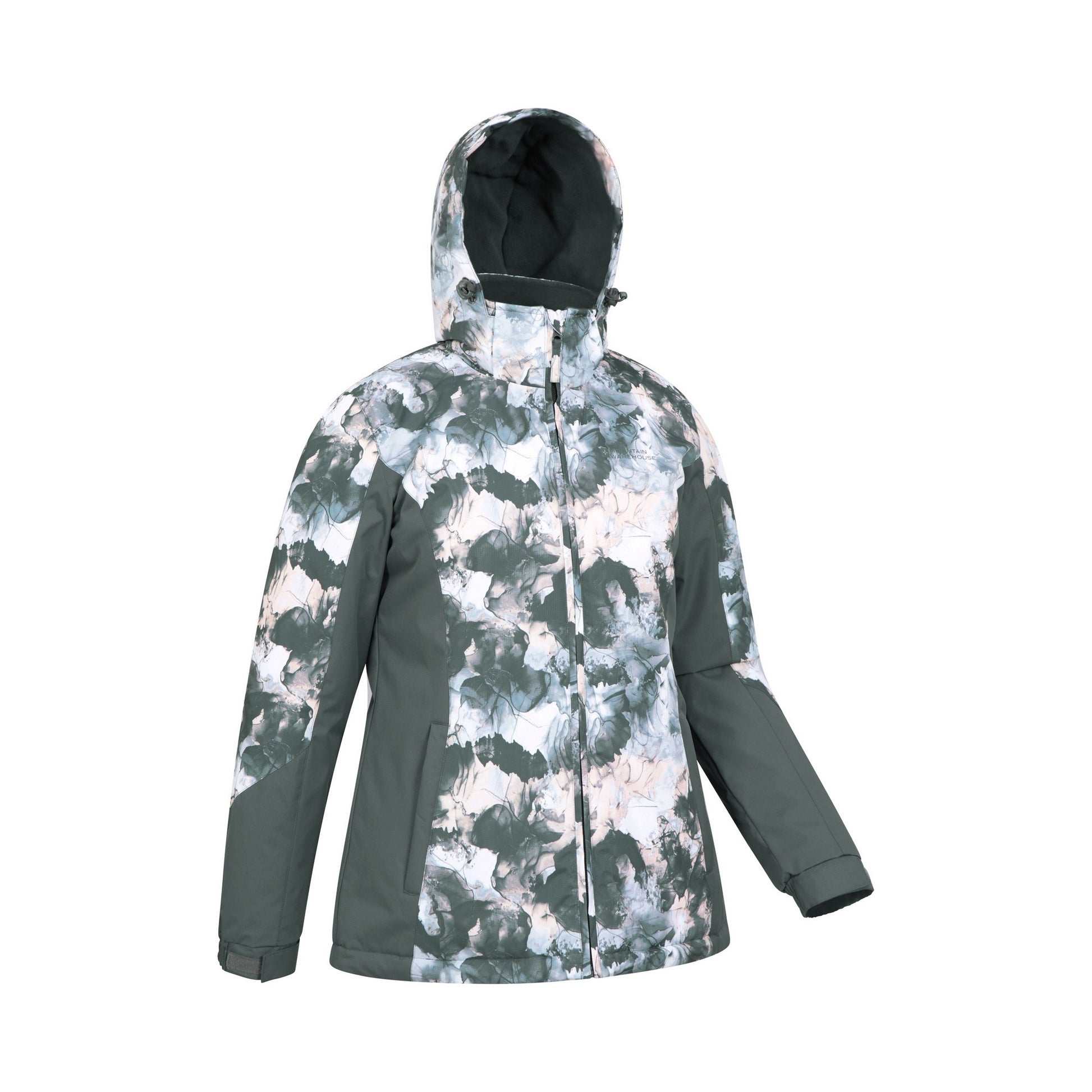 Khaki Green - Side - Mountain Warehouse Womens-Ladies Dawn II Printed Ski Jacket