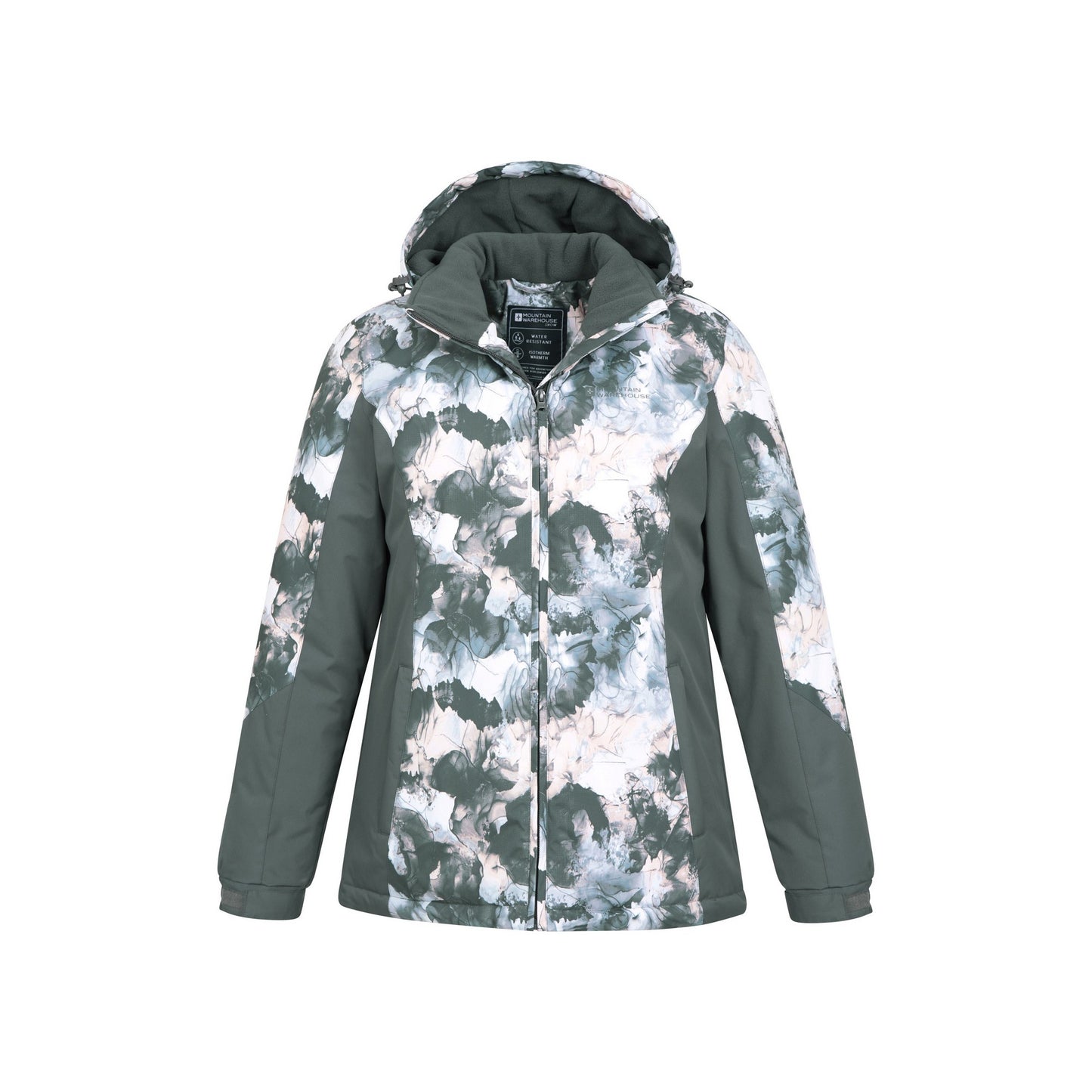 Khaki Green - Pack Shot - Mountain Warehouse Womens-Ladies Dawn II Printed Ski Jacket