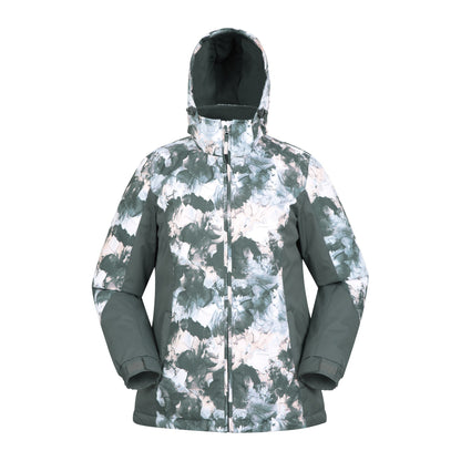 Khaki Green - Front - Mountain Warehouse Womens-Ladies Dawn II Printed Ski Jacket
