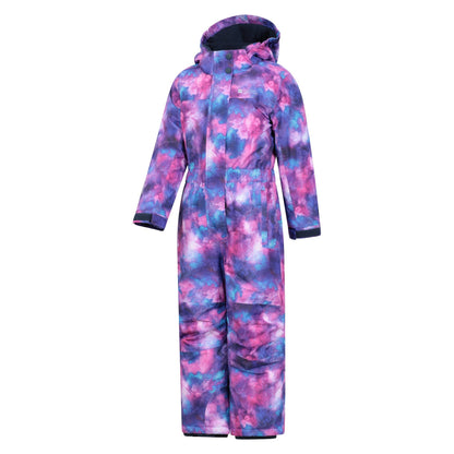 Space Pink - Side - Mountain Warehouse Childrens-Kids Cloud Print Waterproof All In One Snowsuit