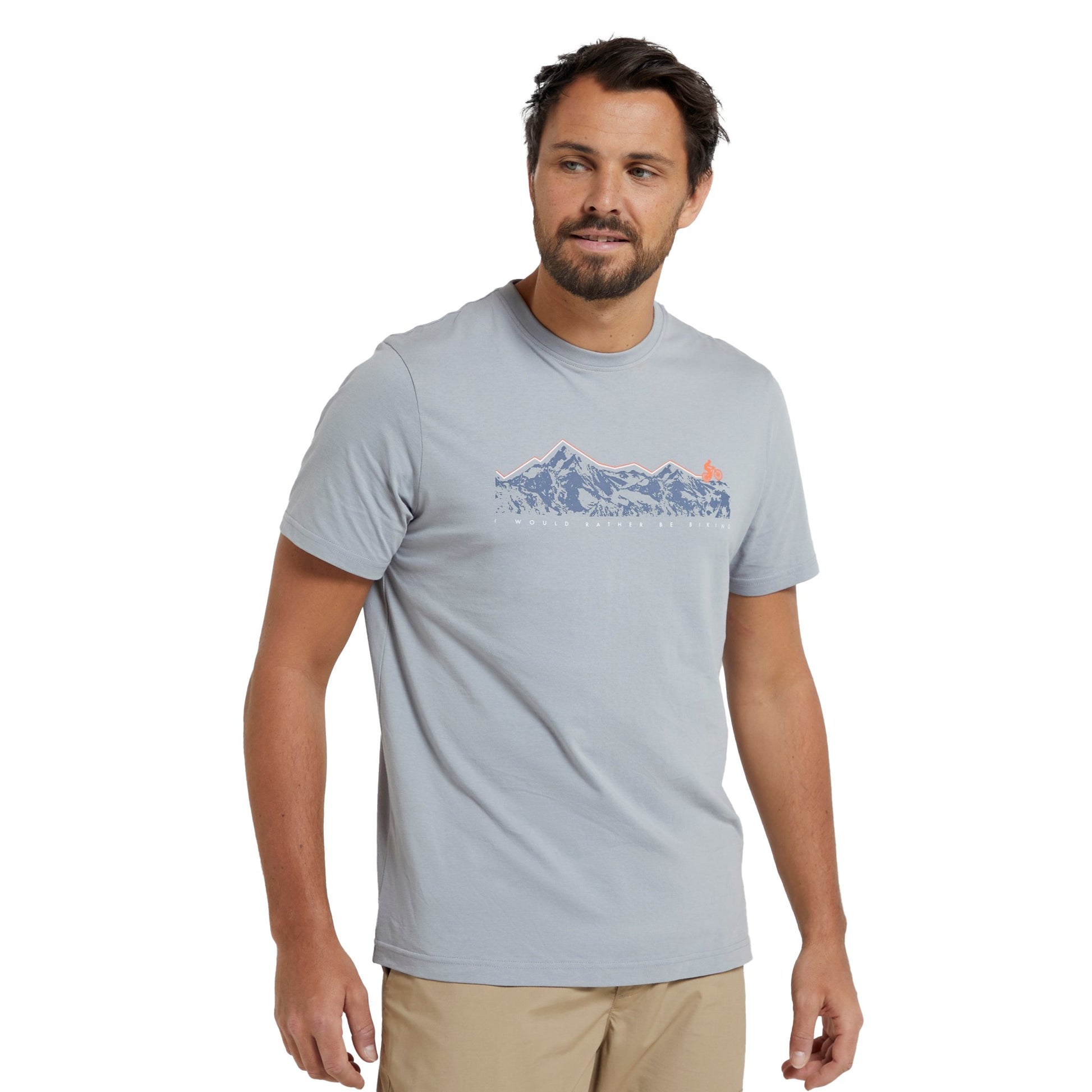 Grey - Lifestyle - Mountain Warehouse Mens Bike Organic Cotton T-Shirt