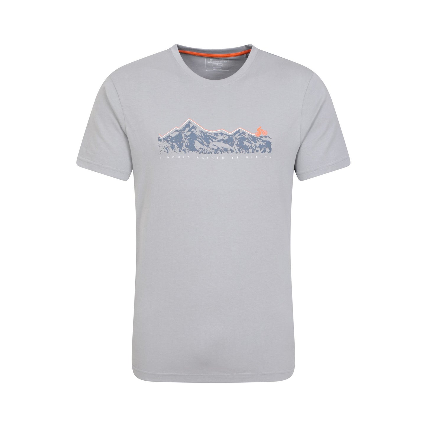 Grey - Front - Mountain Warehouse Mens Bike Organic Cotton T-Shirt