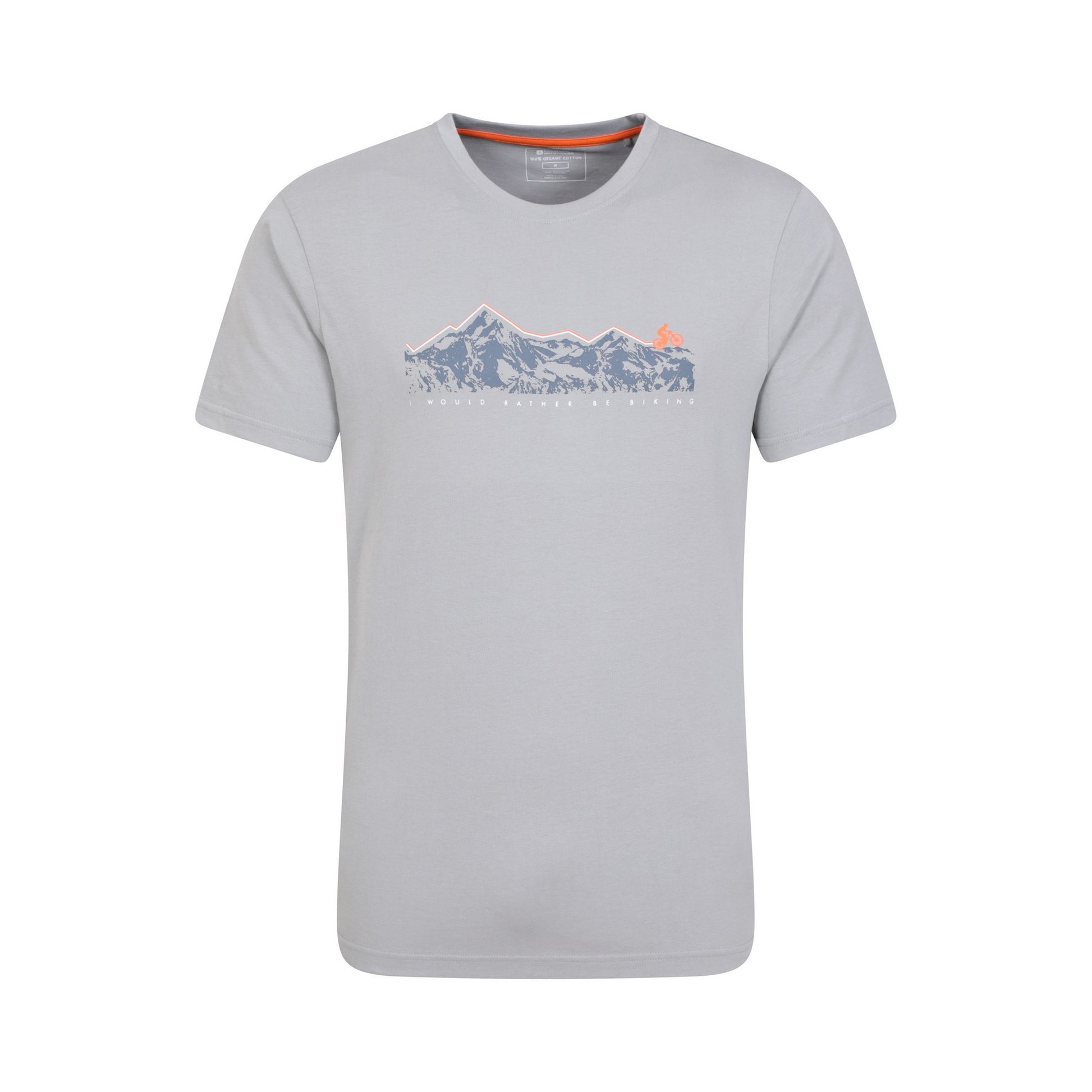 Grey - Front - Mountain Warehouse Mens Bike Organic Cotton T-Shirt