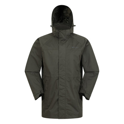 Dark Khaki - Front - Mountain Warehouse Mens Westport Long Waterproof Jacket