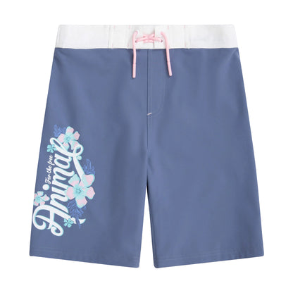 Blue - Front - Animal Girls Nora Classic Floral Swim Shorts