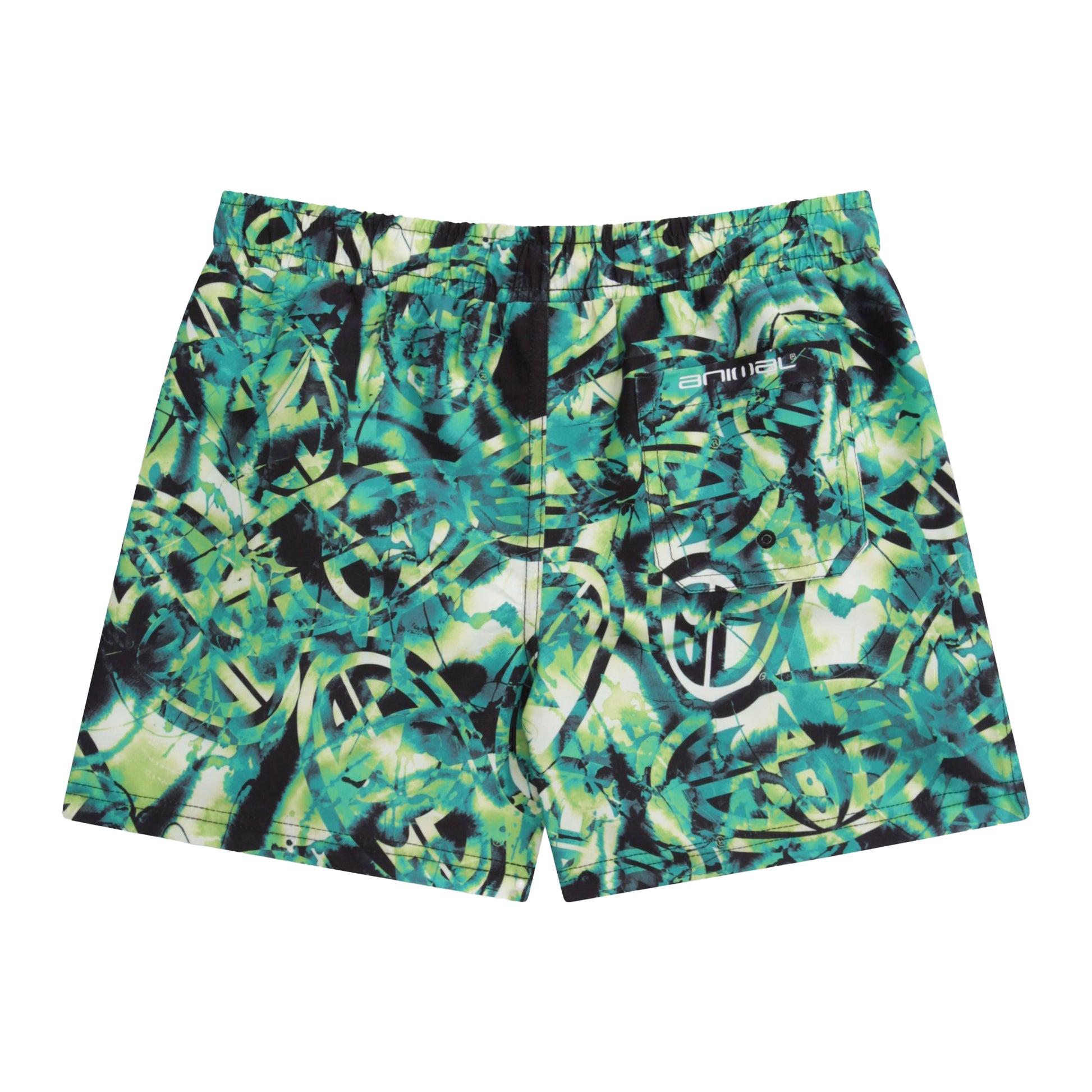 Bright Green - Back - Animal Childrens-Kids Jed Printed Swim Shorts