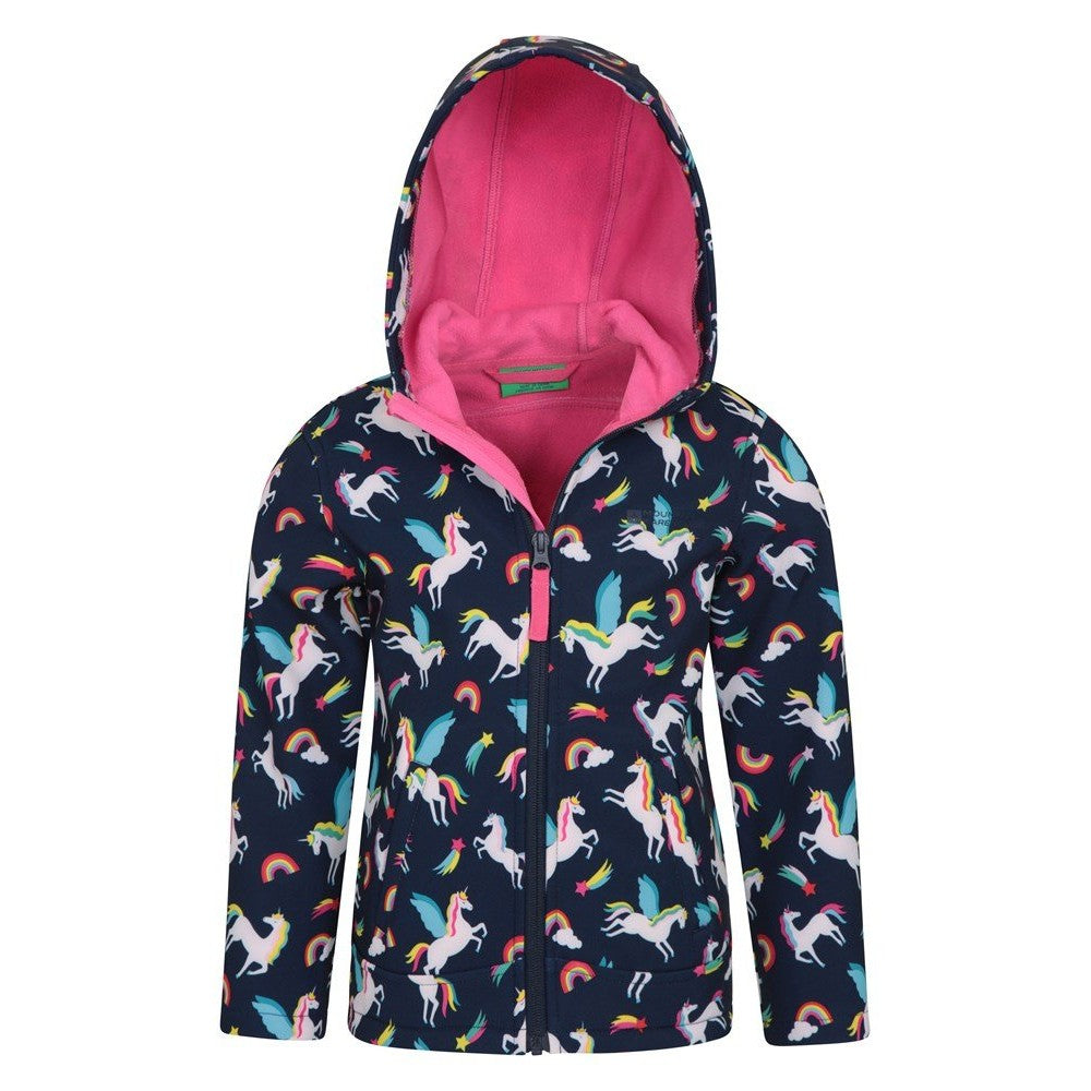 Navy - Back - Mountain Warehouse Childrens-Kids Exodus Unicorn Soft Shell Jacket