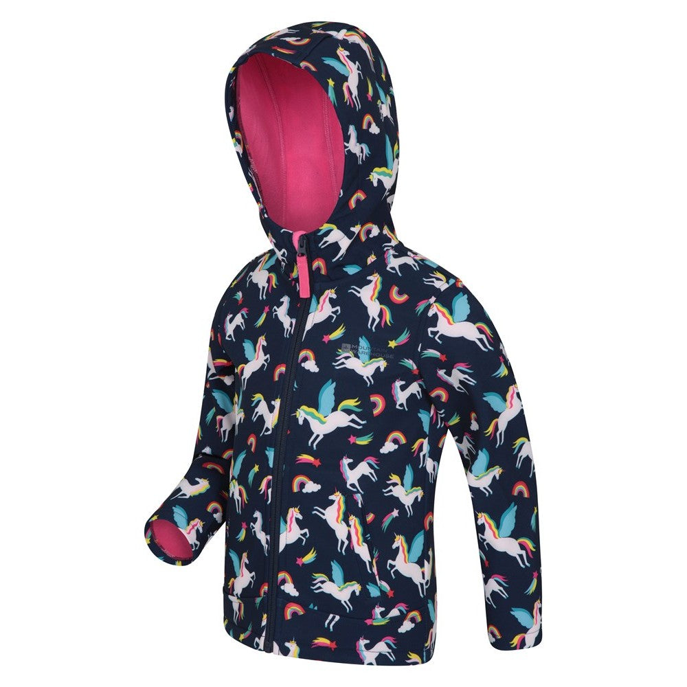 Navy - Lifestyle - Mountain Warehouse Childrens-Kids Exodus Unicorn Soft Shell Jacket