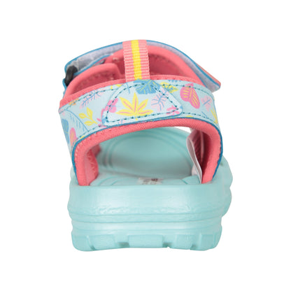 Turquoise - Back - Mountain Warehouse Childrens-Kids Sand Leaf Print Sandals