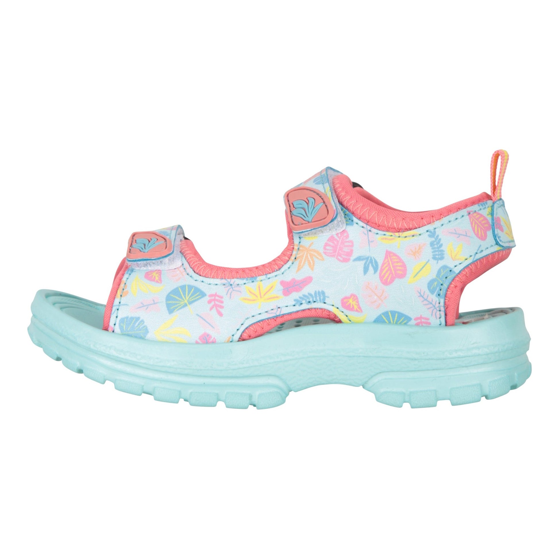Turquoise - Side - Mountain Warehouse Childrens-Kids Sand Leaf Print Sandals