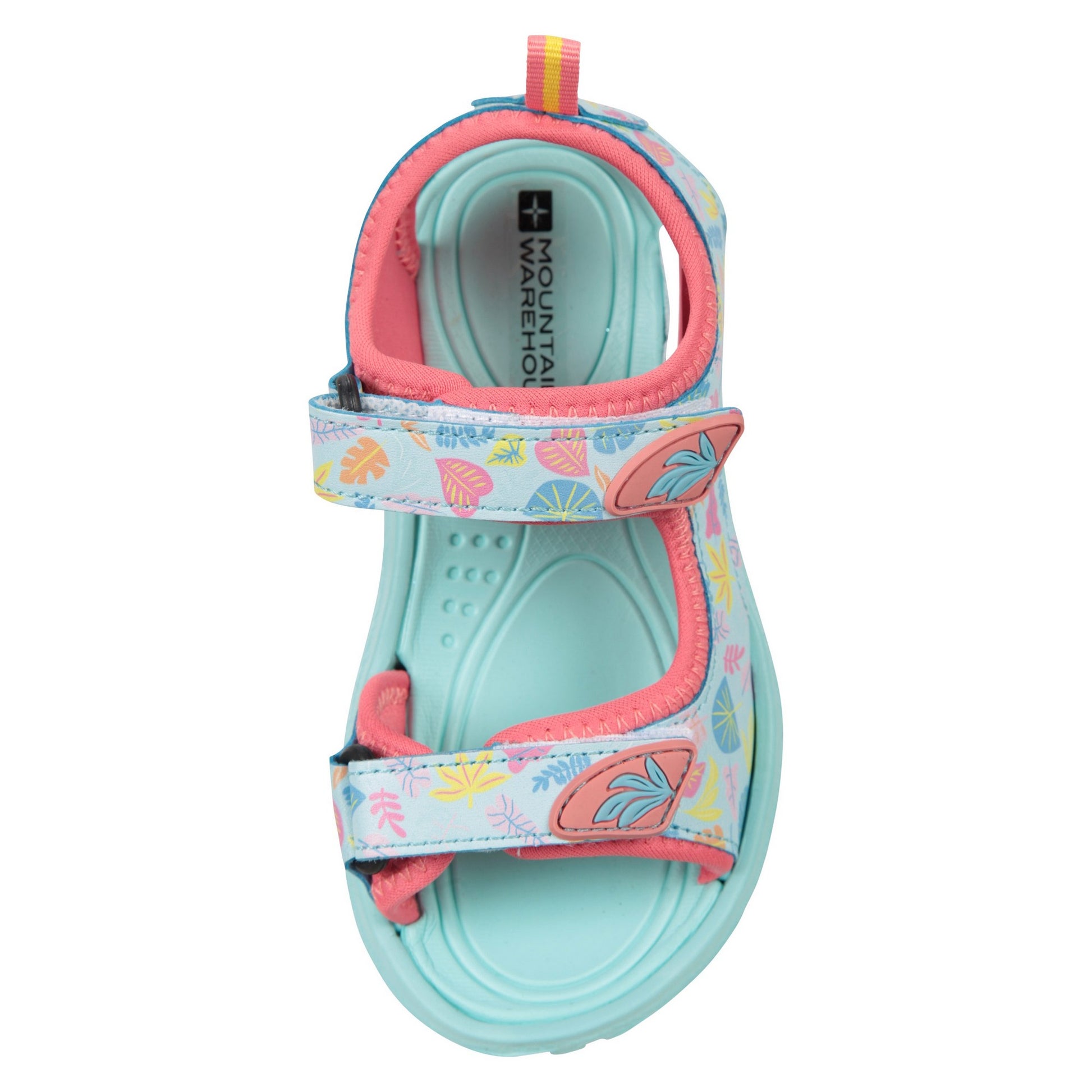 Turquoise - Pack Shot - Mountain Warehouse Childrens-Kids Sand Leaf Print Sandals