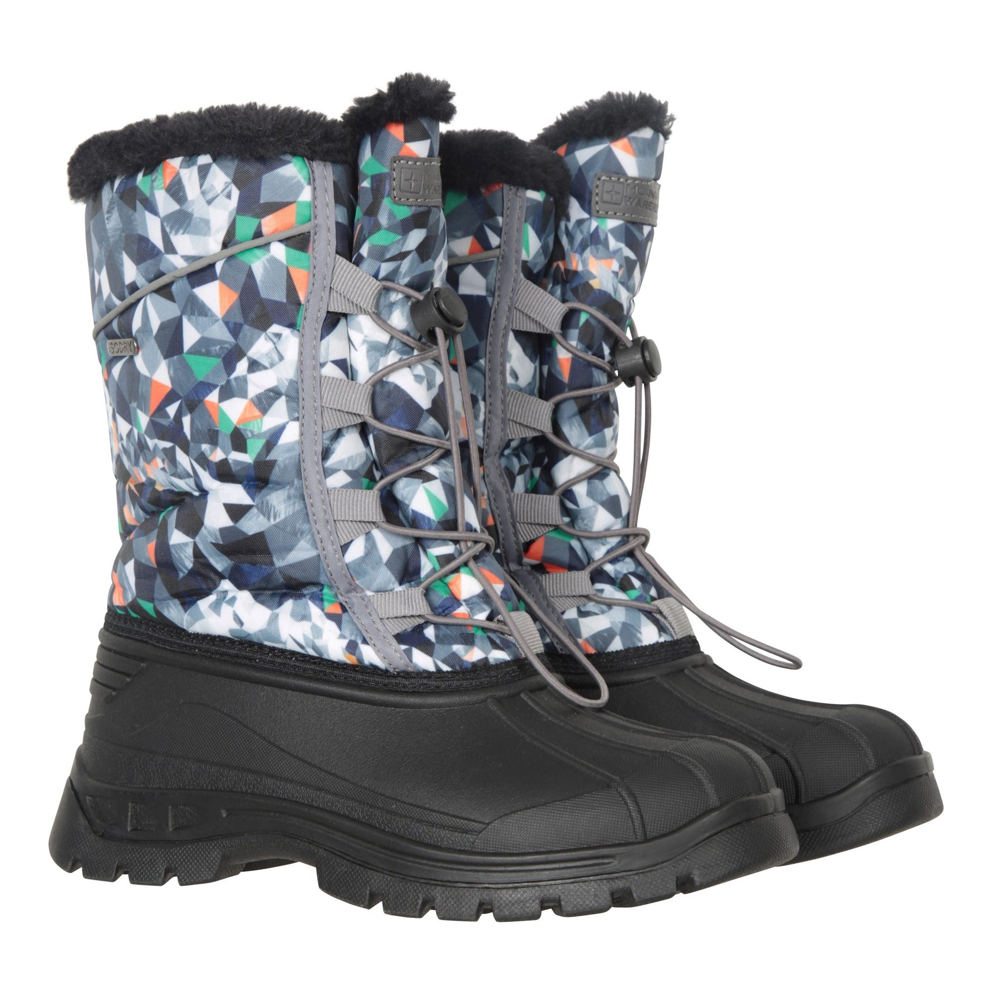 Grey - Front - Mountain Warehouse Childrens-Kids Whistler Adaptive Printed Snow Boots