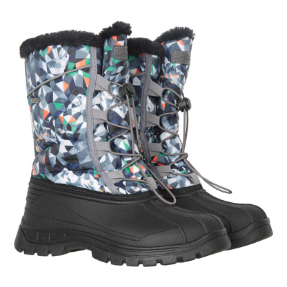Grey - Front - Mountain Warehouse Childrens-Kids Whistler Adaptive Printed Snow Boots