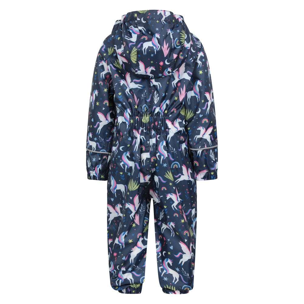Blue-Pink-Green - Back - Mountain Warehouse Baby Unicorn Rain Suit