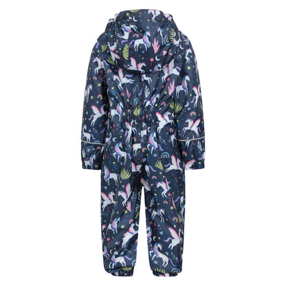 Blue-Pink-Green - Back - Mountain Warehouse Baby Unicorn Rain Suit