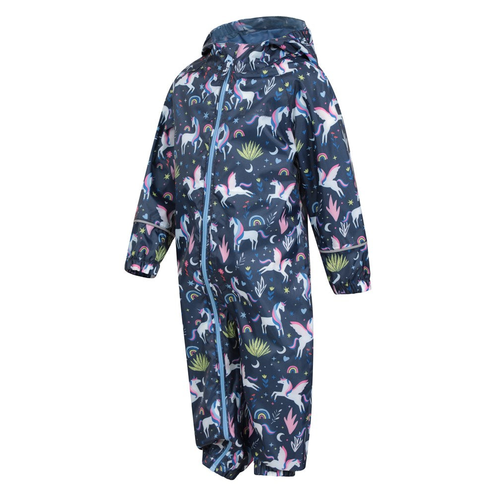 Blue-Pink-Green - Side - Mountain Warehouse Baby Unicorn Rain Suit