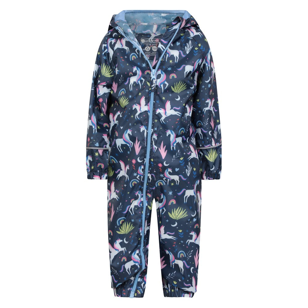 Blue-Pink-Green - Lifestyle - Mountain Warehouse Baby Unicorn Rain Suit