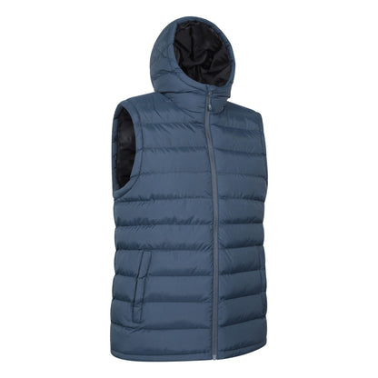 Navy - Side - Mountain Warehouse Mens Seasons Hooded Padded Gilet
