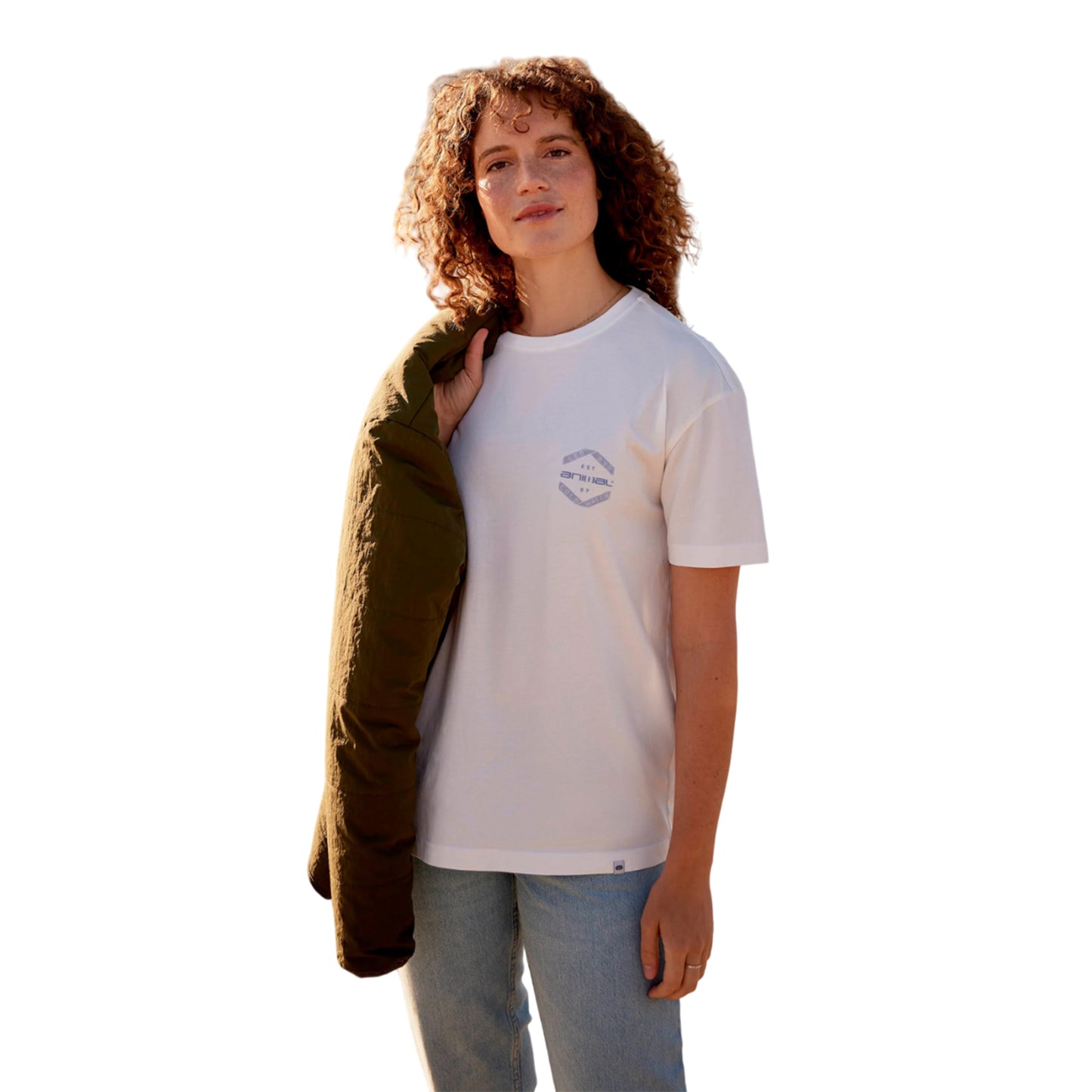 White - Side - Animal Womens-Ladies Leena Graphic Print Organic T-Shirt