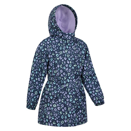 Dusky Purple - Side - Mountain Warehouse Childrens-Kids Dale Leopard Print Lightweight Waterproof Jacket
