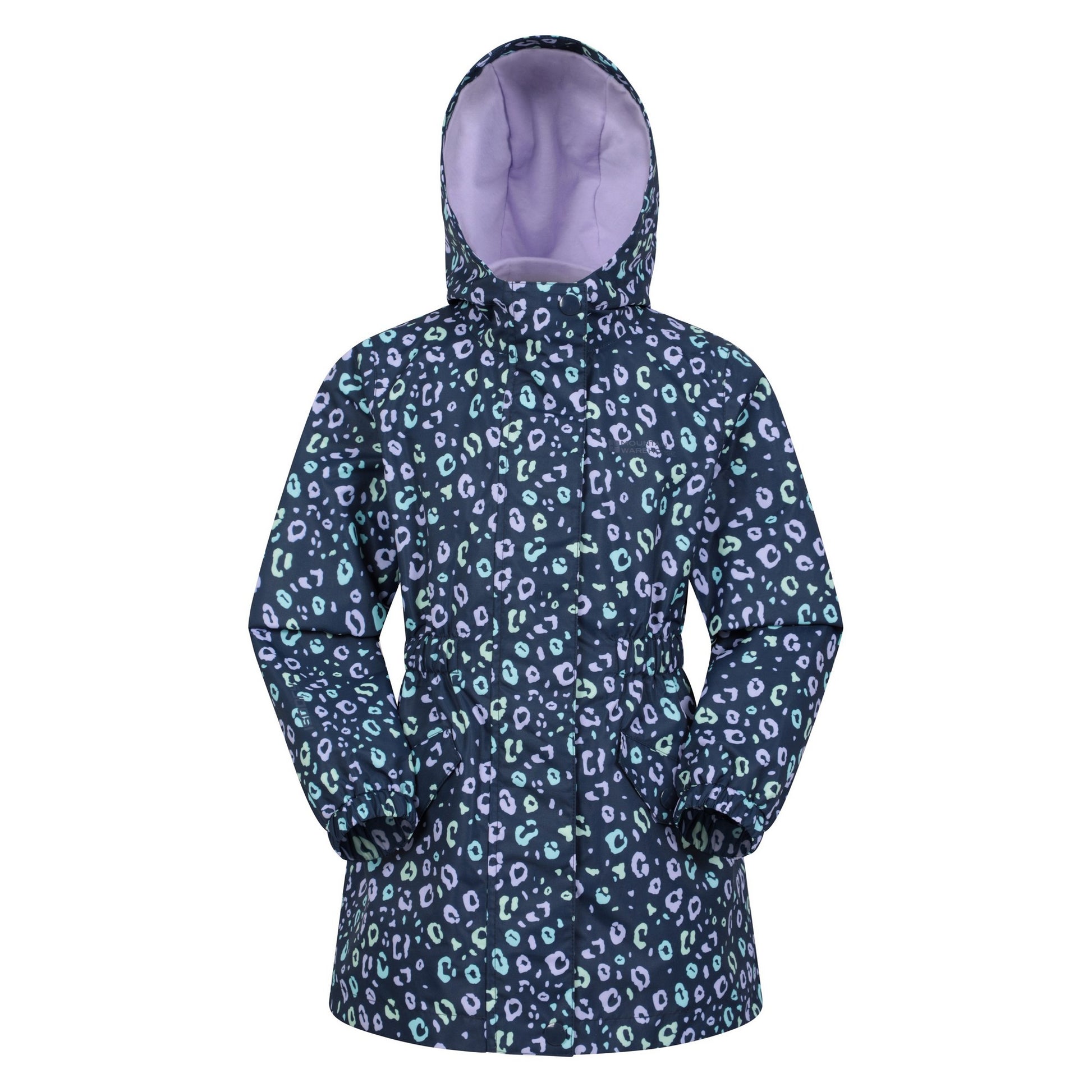Dusky Purple - Front - Mountain Warehouse Childrens-Kids Dale Leopard Print Lightweight Waterproof Jacket
