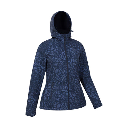 Dark Blue - Lifestyle - Mountain Warehouse Womens-Ladies Exodus Giraffe Print Water Resistant Soft Shell Jacket