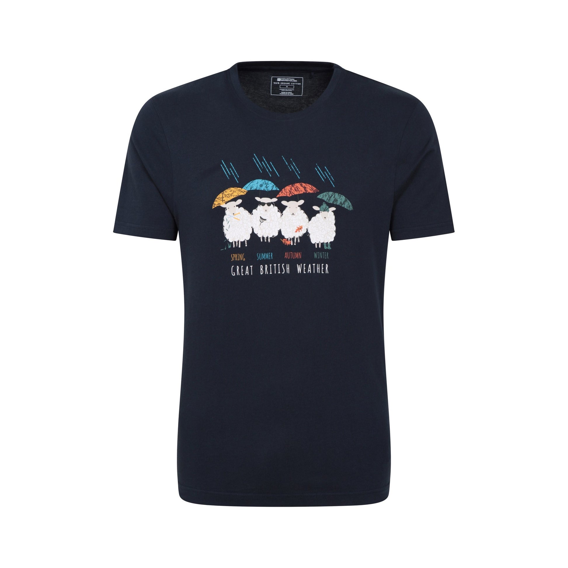 Navy - Front - Mountain Warehouse Mens Great British Weather T-Shirt