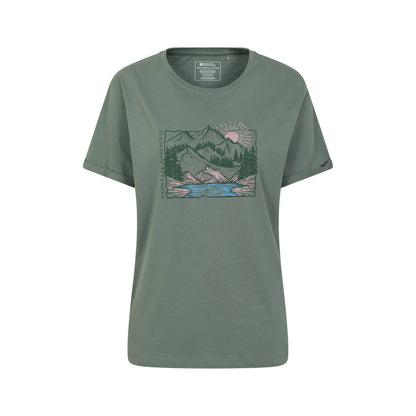 Khaki Green - Front - Mountain Warehouse Womens-Ladies Sunrise Organic Loose Fit T-Shirt