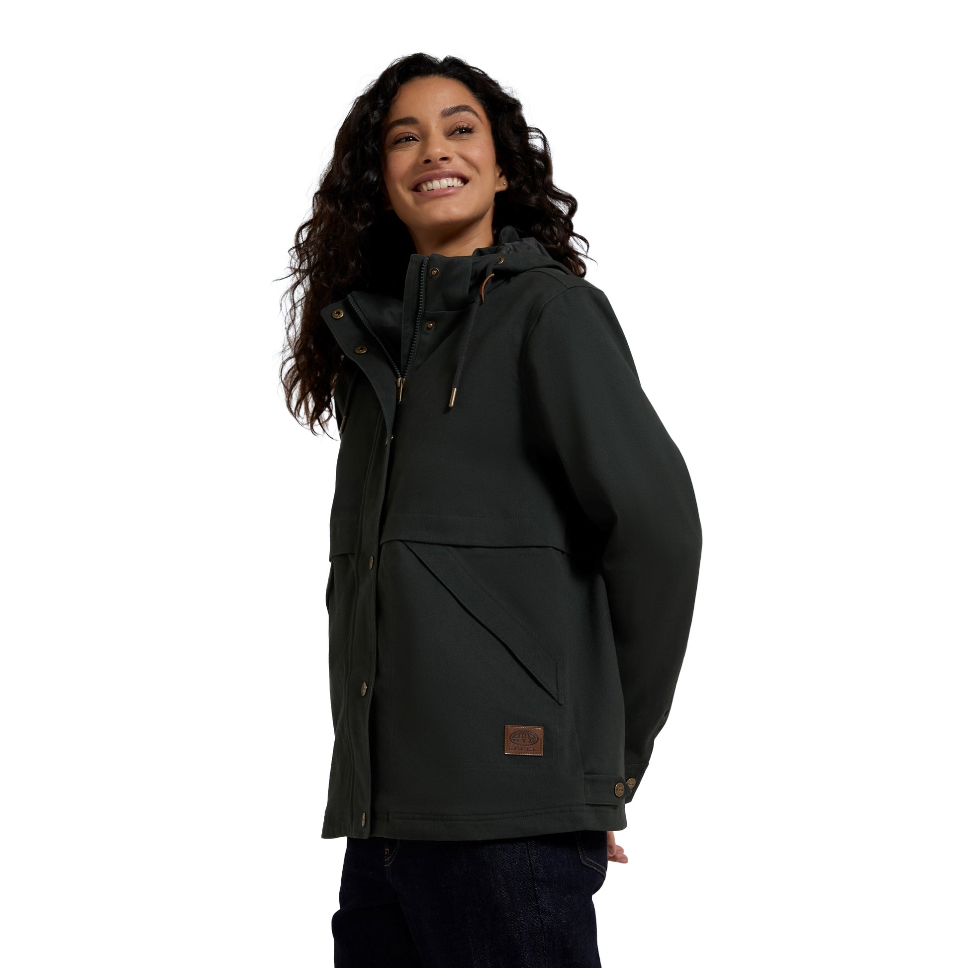 Dark Green - Side - Animal Womens-Ladies Padstow Organic Cotton Jacket