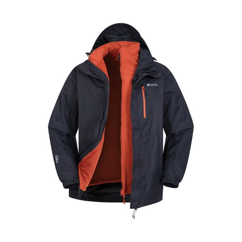 Dark Blue - Side - Mountain Warehouse Mens Bracken Extreme 3 in 1 Waterproof Jacket