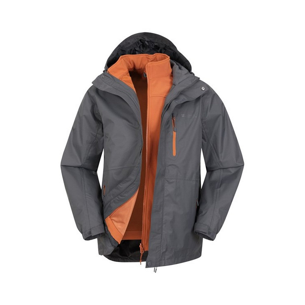 Dark Grey - Side - Mountain Warehouse Mens Bracken Extreme 3 in 1 Waterproof Jacket