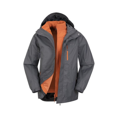 Dark Grey - Side - Mountain Warehouse Mens Bracken Extreme 3 in 1 Waterproof Jacket