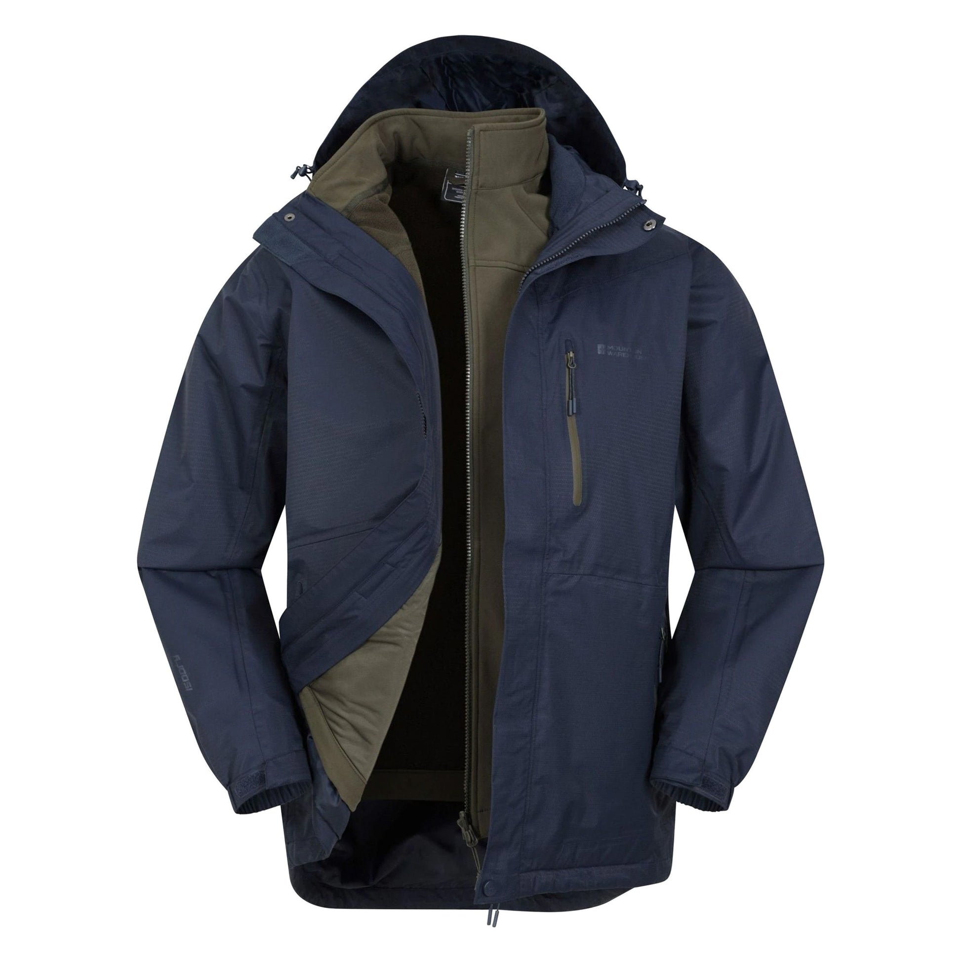 Indigo - Pack Shot - Mountain Warehouse Mens Bracken Extreme 3 in 1 Waterproof Jacket