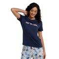Navy - Side - Animal Womens-Ladies Latero Hybrid Swimming T-Shirt