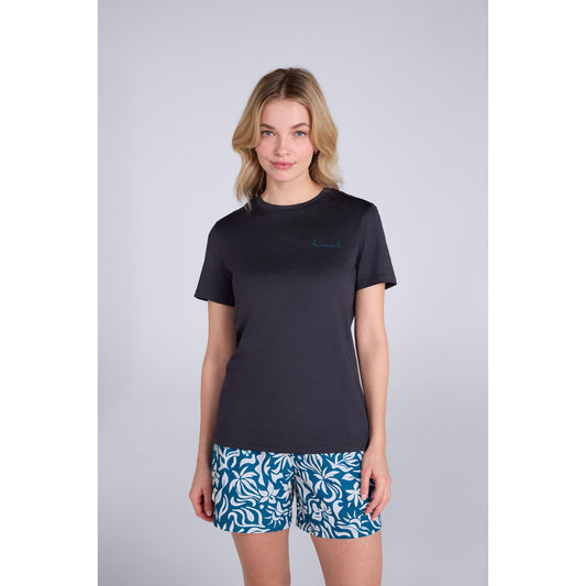 Jet Black - Front - Animal Womens-Ladies Latero Hybrid Swimming T-Shirt