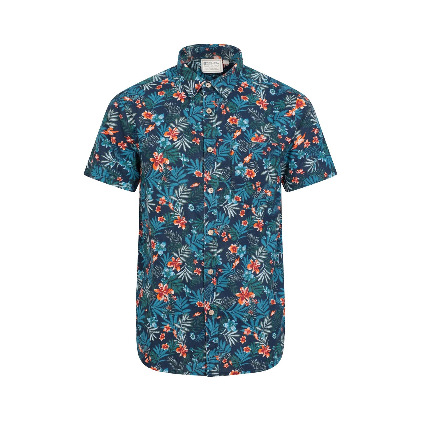 Navy - Front - Mountain Warehouse Mens Tropical Floral Short-Sleeved Shirt