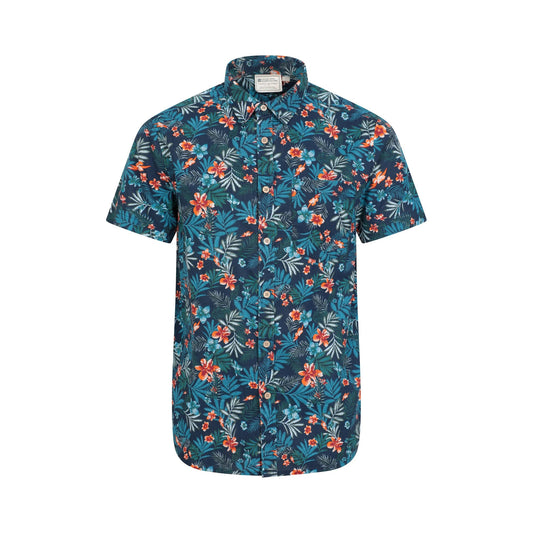 Navy - Front - Mountain Warehouse Mens Tropical Floral Short-Sleeved Shirt