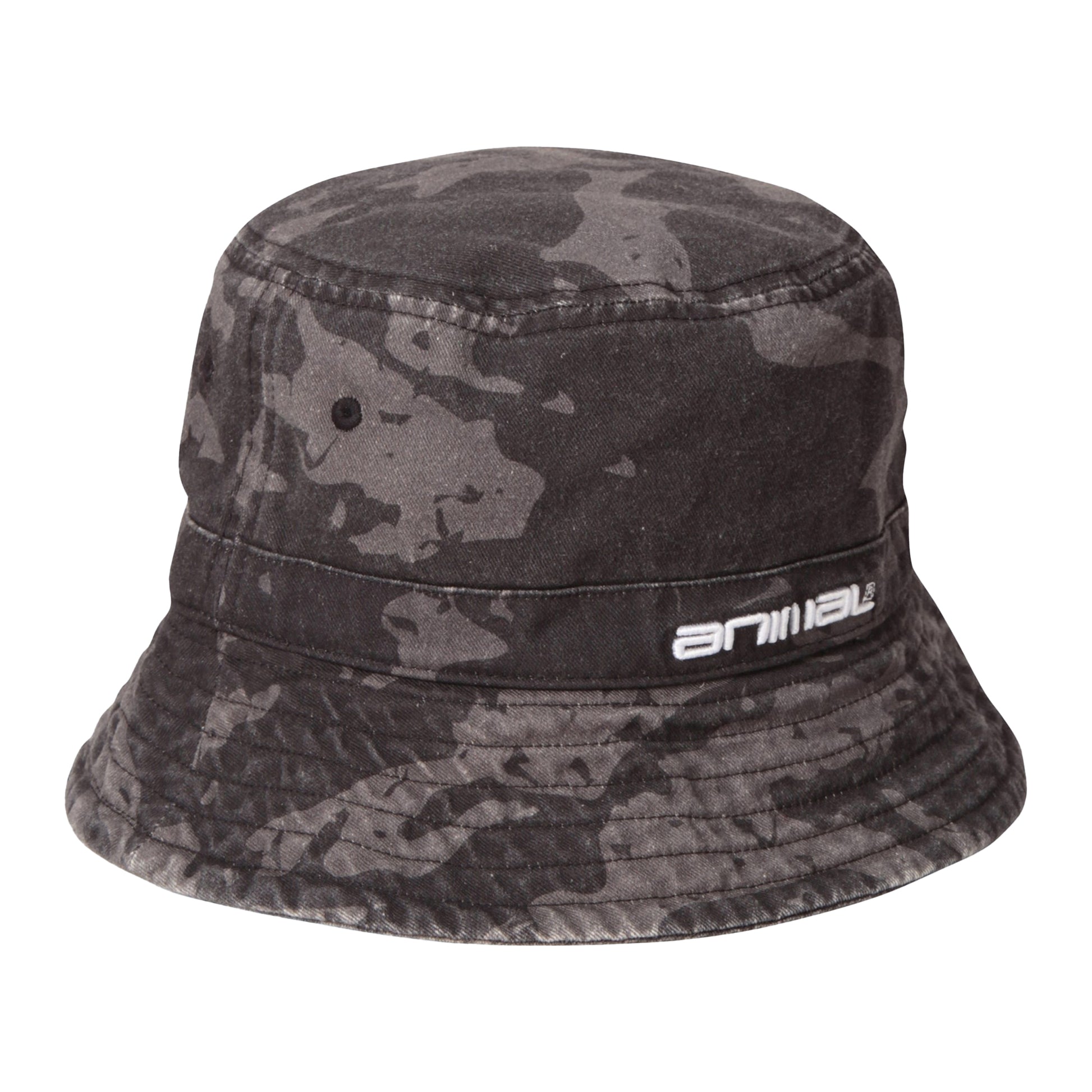 Black - Side - Animal Mens Miles Camo Bucket Hat