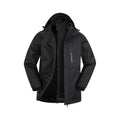 Black - Front - Mountain Warehouse Mens Bracken Extreme 3 in 1 Waterproof Jacket