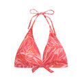 Fiery Coral - Front - Animal Womens-Ladies Iona Leaf Print Halter Neck Bikini Top