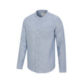 Blue - Lifestyle - Mountain Warehouse Mens Lowe Linen Blend Grandad Collar Shirt