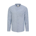 Blue - Front - Mountain Warehouse Mens Lowe Linen Blend Grandad Collar Shirt