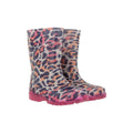 Pink - Front - Mountain Warehouse Childrens-Kids Splashed Leopard Print Flashing Lights Wellington Boots